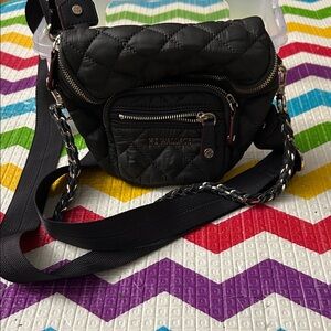 MZ Wallace Micro Dark Gray Quilted Slingbag